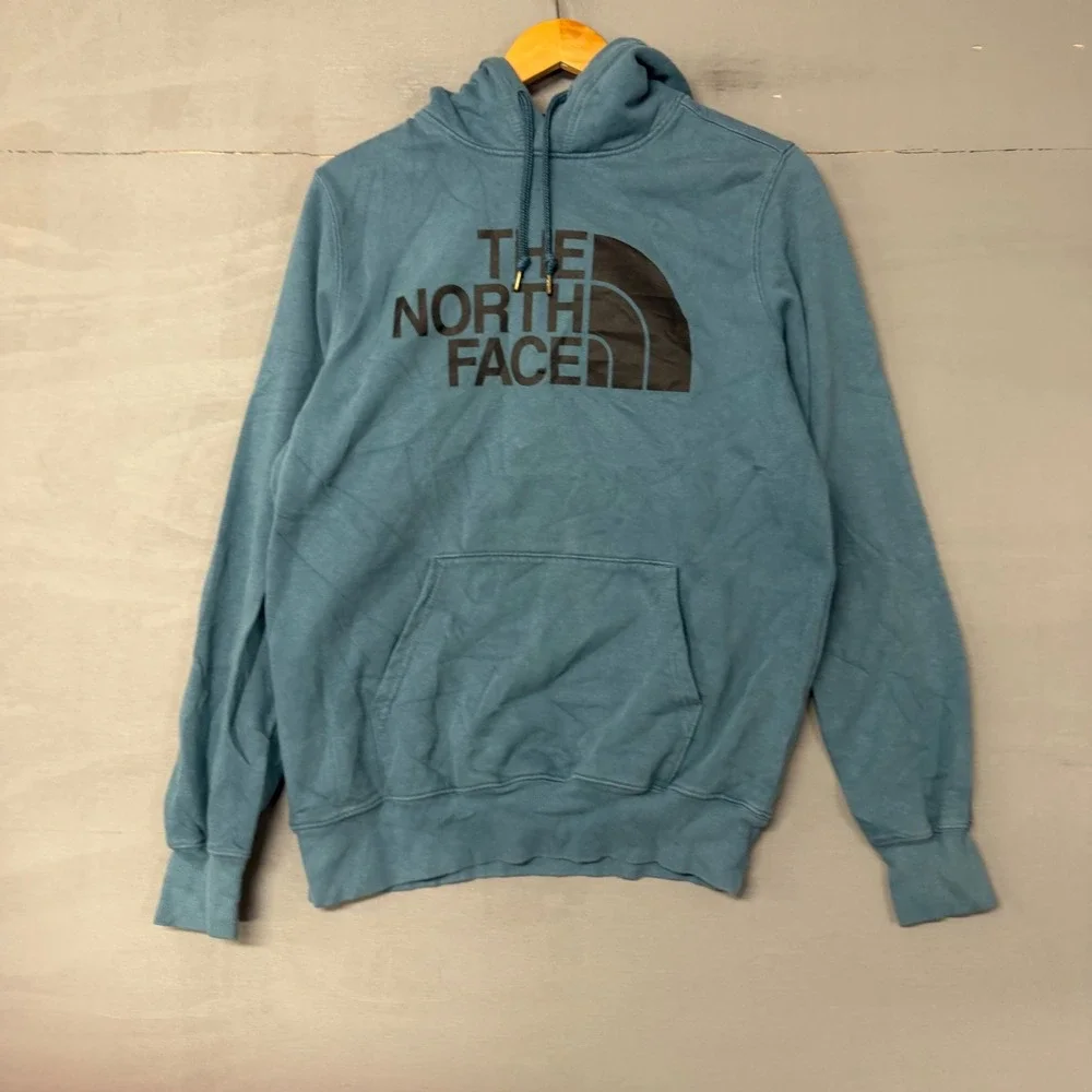 The North Face Mens Blue Logo‎ Pullover Hoodie Fleece Sweatshirt Small 4512